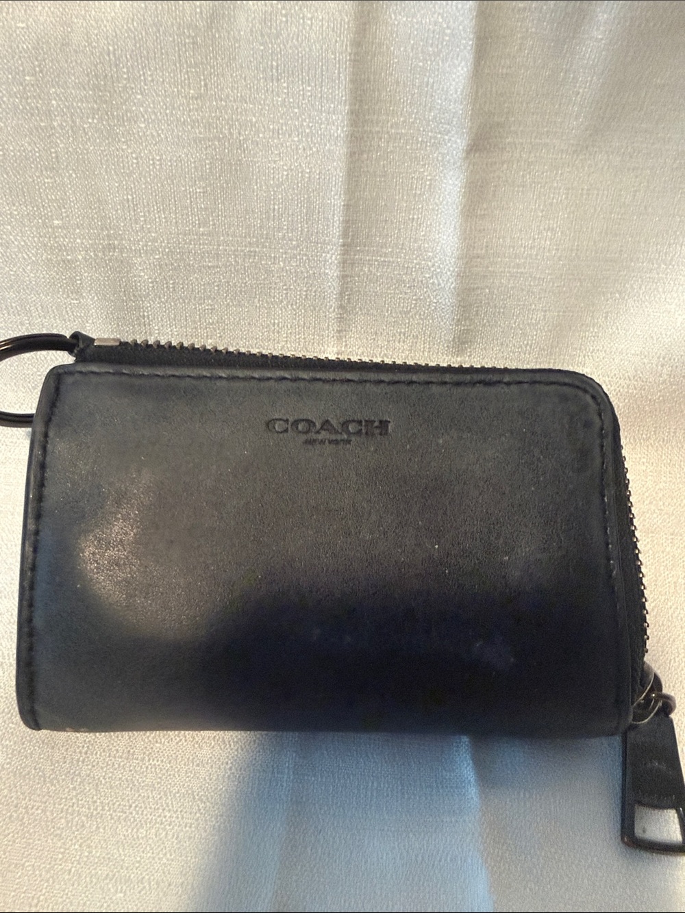Coach Black Leather Zip Card Case Wallet